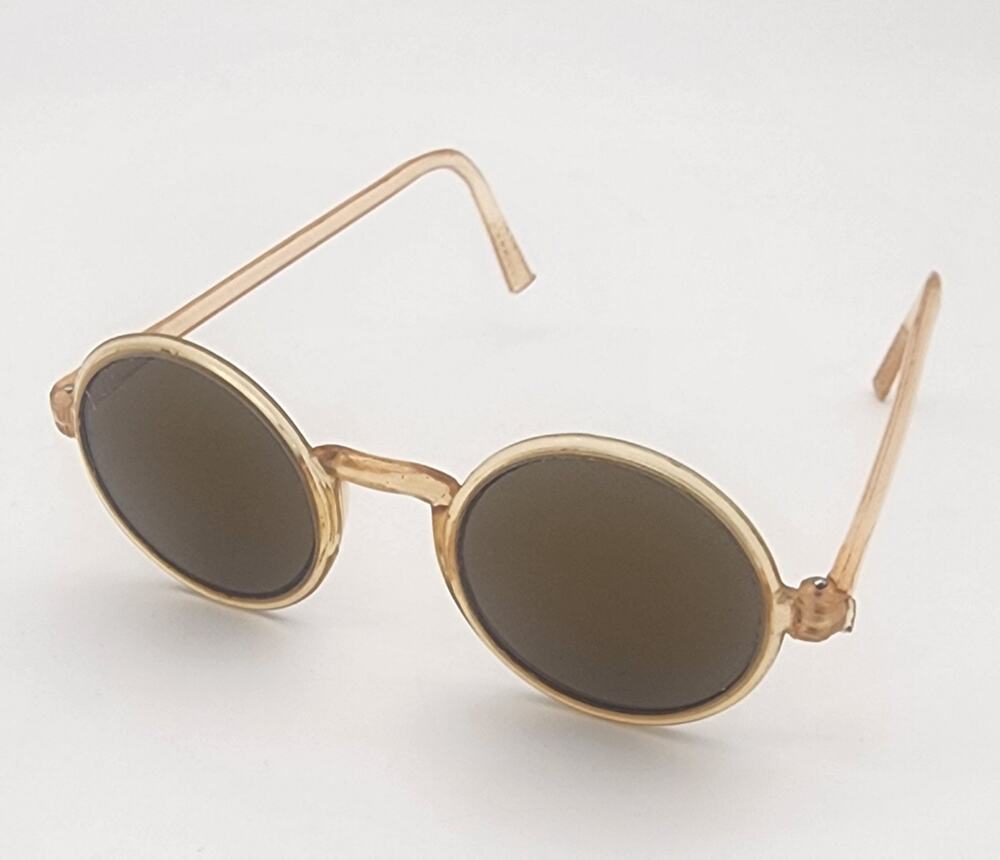 Vintage Round Sunglasses 40s/50s Art Deco Celluloid Translucent Made In USA